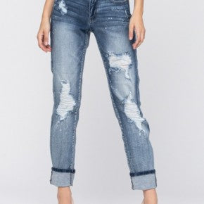 Judy Blue Bleach Splatter Boyfriend Jeans